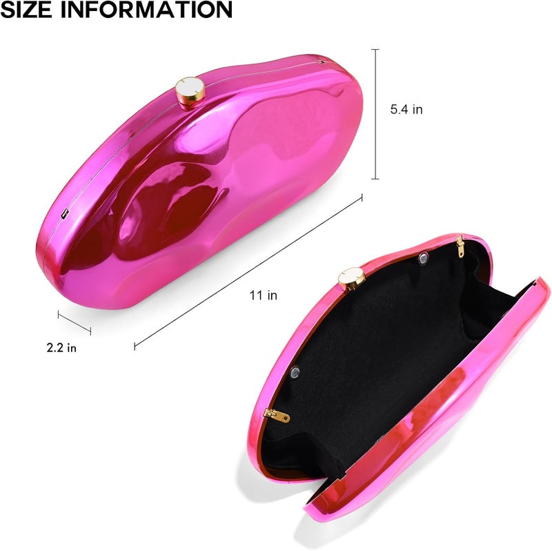 NEWROGENG Acrylic Clutch Purse for Women Evening Bag, Irregular Shell Acrylic Purse Box Clutch with Chain for Party Wedding Prom - Image 5